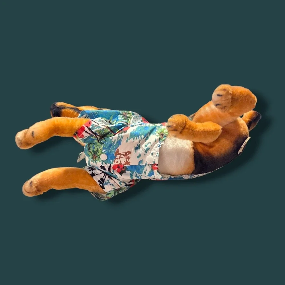 Tropical Palm Tree Hibiscus Pet Hawaiian Shirt Blue Size L Dog Clothes